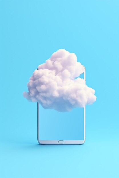 Photo un univers de style minimal de nuage sur un écran de téléphone