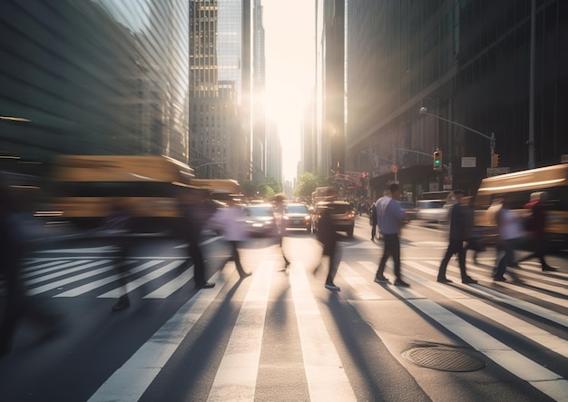 Urban Rush Business People en mouvement dans une ville surpeuplée Generative Ai