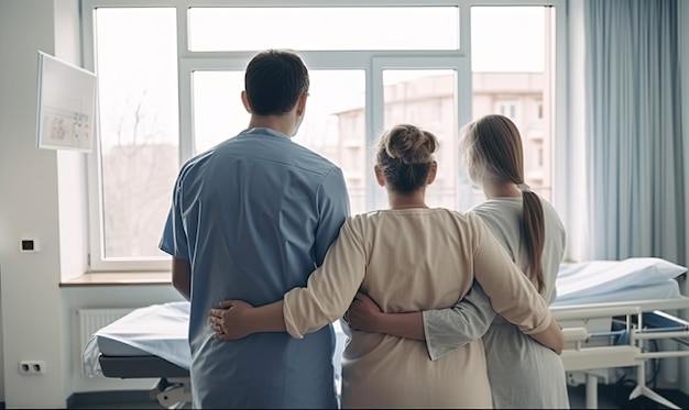 Urgence à l'hôpital Salle d'accouchement moderne avec sages-femmes professionnelles AI générative