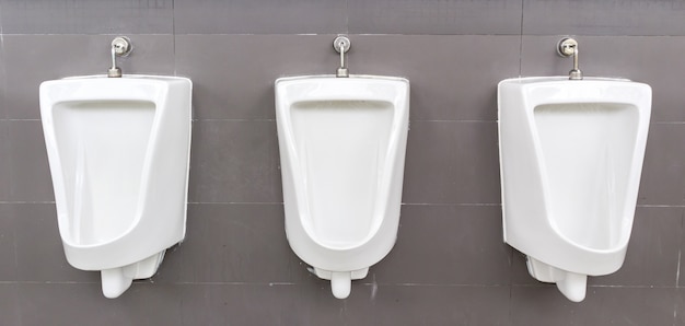 Urinoirs blancs dans les toilettes des hommes