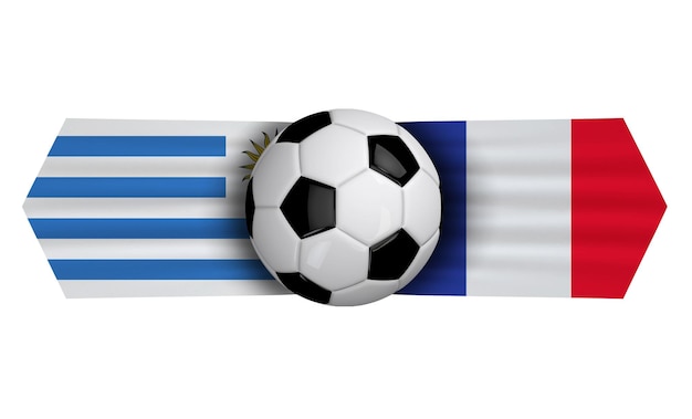 Uruguay contre France match de quart de finale de football rendu 3D