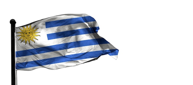 uruguay pays 3d vent agitant le drapeau et fond blanc