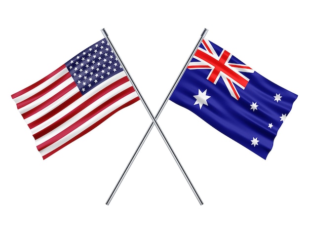 usa, et, australie, amitié, drapeau, 3d, illustration