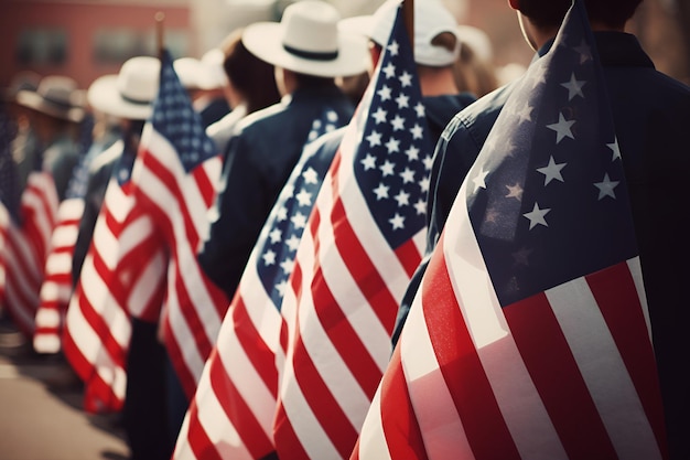 USA Patriotic Day Gens avec des drapeaux américains Joyeux Jour de l'Indépendance Generative AI