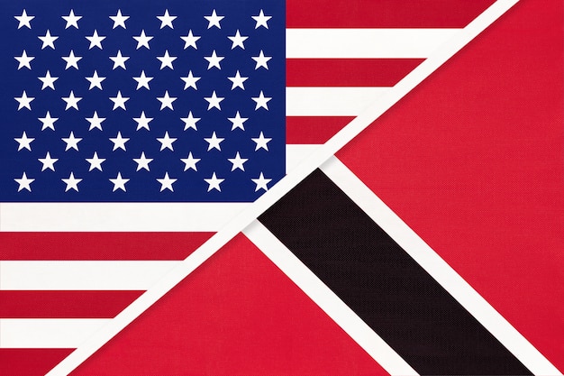 USA vs République de Trinité-et-Tobago drapeau national. Relation entre deux pays.