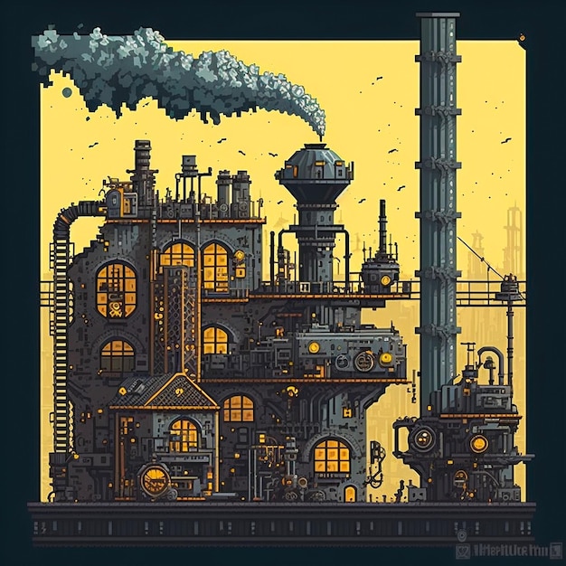 Usine 2D en style pixel art