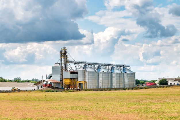 Usine agroalimentaire pour la transformation et les silos pour le nettoyage à sec et le stockage des produits agricoles farine céréales et grains