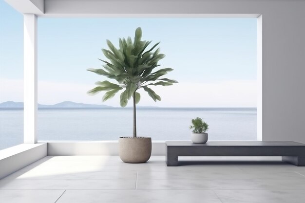 Usine décor à la maison maison vide fenêtre sol intérieur mur design intérieur IA générative