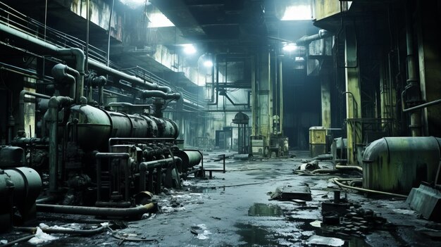 L'usine est en ruines.