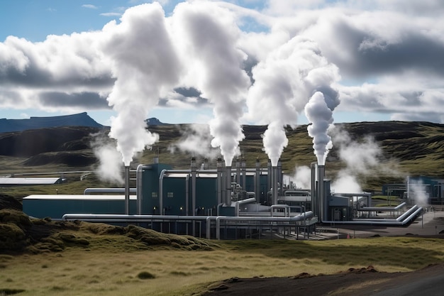 Une usine avec de la fumée qui en sort