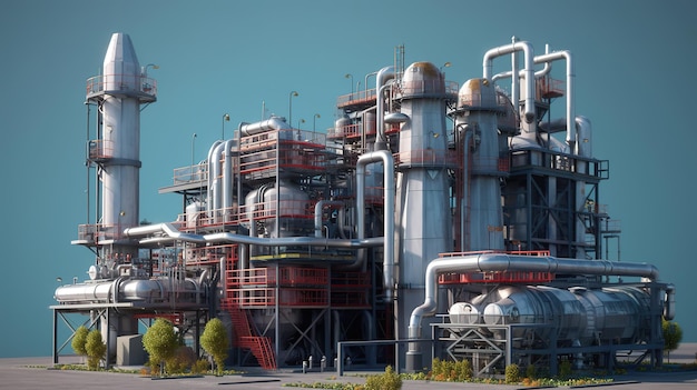 Usine de gaz de pétrole Couleur vive Ai générative