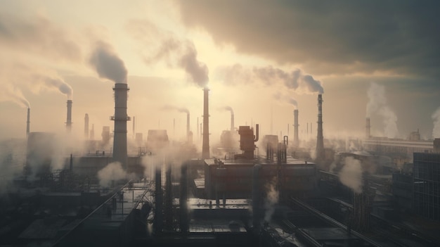 Une usine industrielle polluée avec de la fumée sortant de l'air.