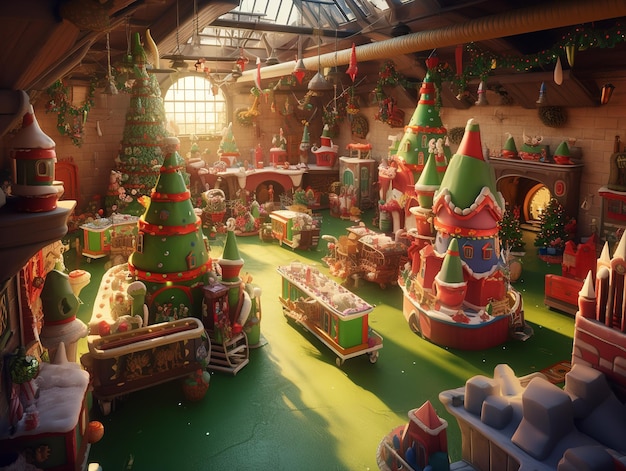 Usine de jouets du Père Noël en 3D