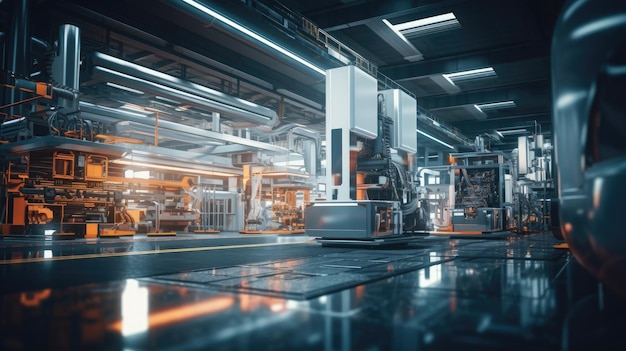 Une usine moderne avec des machines à fraisage CNC Une usine ou un plan de production organisée ultra propre et lumineuse