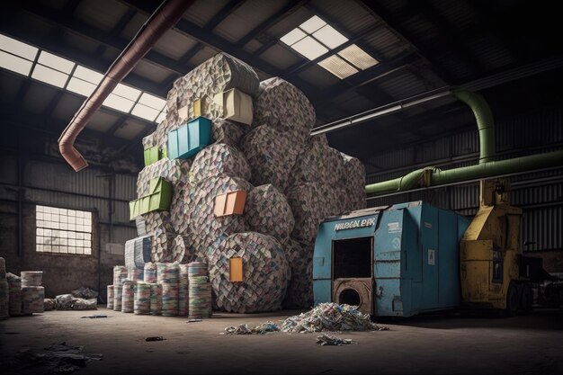 Une usine où les recyclables triés sont transformés en nouveaux produits