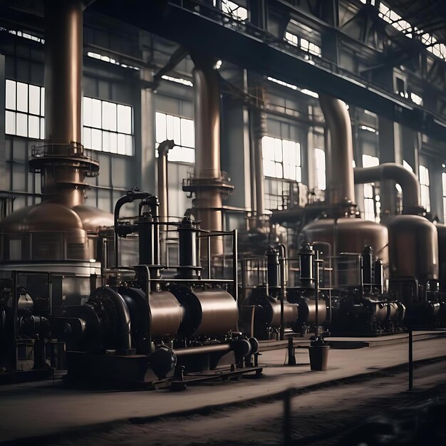 Photo une usine avec plusieurs tuyaux et un avec le mot s dessus