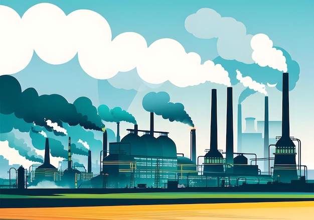 Usine produisant de la pollution par le CO2