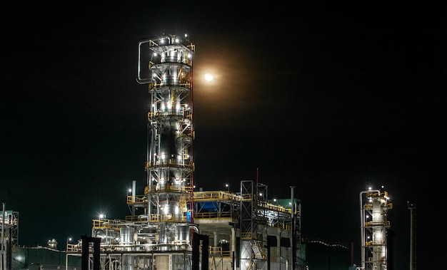 L'usine de raffinerie de pétrole la nuit