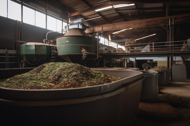 Usine de recyclage des déchets alimentaires transformant les déchets alimentaires en compost et en engrais