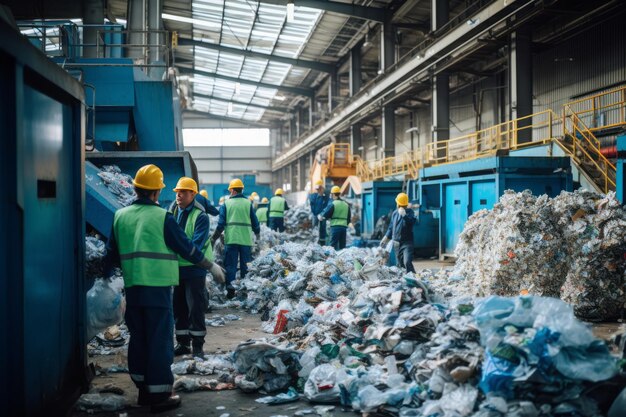 Usine de recyclage de plastique avec IA générative pour les travailleurs