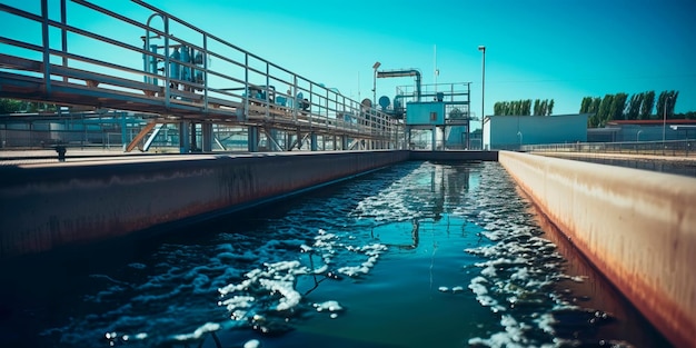 Usine de traitement des eaux usées industrielles purifiant l’eau avant son rejet