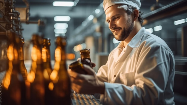 Les usines d'embouteillage de bière et les employés des usines contrôlent la production de boissons alcoolisées