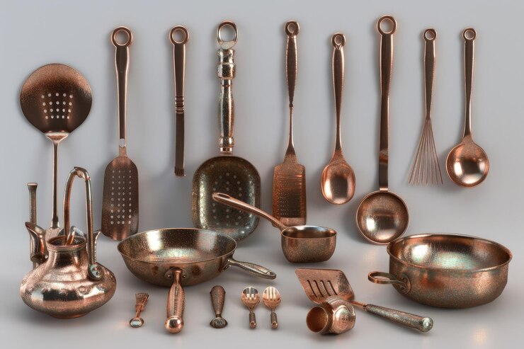 Photo ustensiles de cuisine en cuivre et cuisinire en fonte