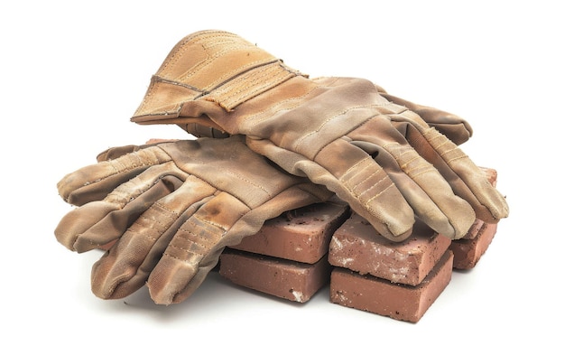 L'utilisation des gants de maçonnerie dans les travaux de construction sur fond blanc