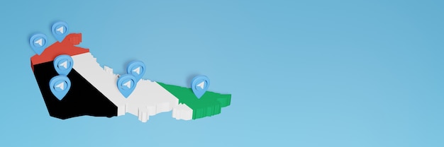 Utilisation des médias sociaux et de Telegram aux Émirats arabes unis pour des infographies en rendu 3D
