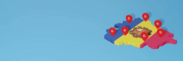 Utilisation de Pinterest en Andora pour les besoins de la télévision sur les réseaux sociaux et de l'espace vide de couverture de fond de site Web