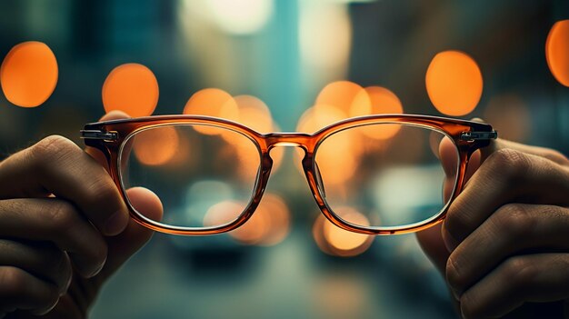 Photo utilisez toujours vos deux mains lorsque vous mettez ou retirez vos lunettes.