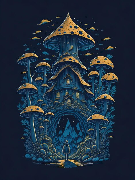 Œuvre d'art inspirée du Studio Ghibli Découvrez le monde captivant d'une maison champignon