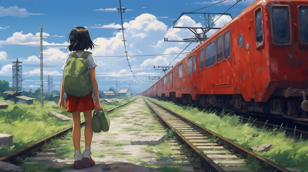 Œuvre d'art inspirée du Studio Ghibli mettant en vedette une fille