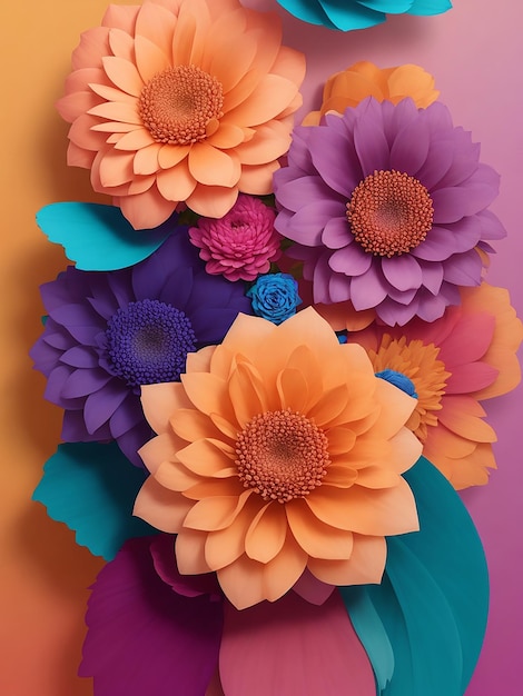 Œuvre artistique conceptuelle de fleurs sur fond de dégradé générée par l'IA