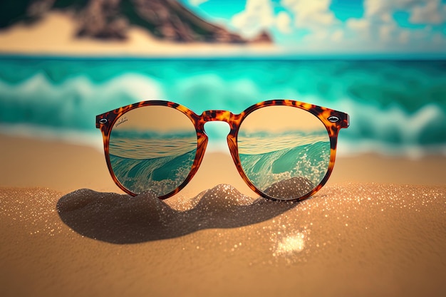 Vacances d'été L'été l'océan et la plage des lunettes pour le soleil