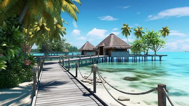 Vacances d'été sur une île tropicale aux Maldives Generative AI