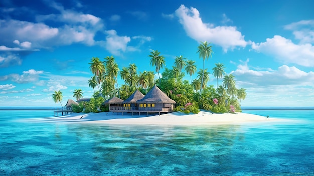Vacances d'été sur une île tropicale aux Maldives Generative AI