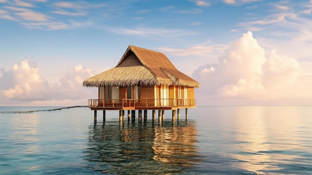 Des vacances d'été de luxe sur la plage aux Maldives des cottages paisibles un hôtel au bord de la mer