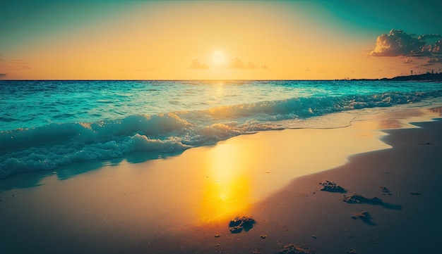 Vacances d'été plage tropicale avec ciel bleu et mer pour la détente plage panoramique Generative AI