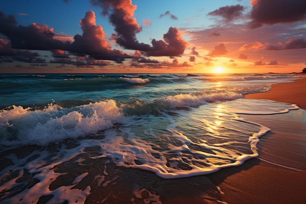 Photo des vacances sur la plage magnifiquement colorées au lever du soleil 2 photo de haute qualité