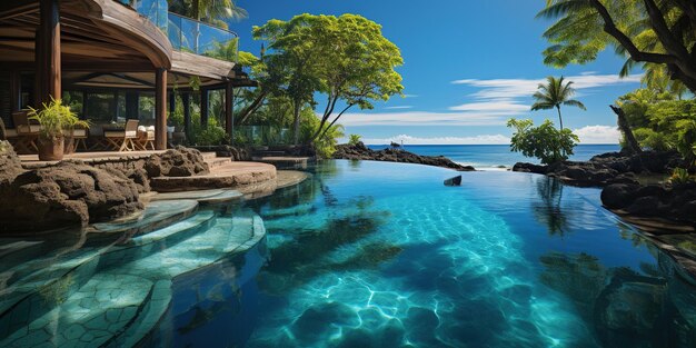 Photo des vacances tropicales de luxe piscine de spa