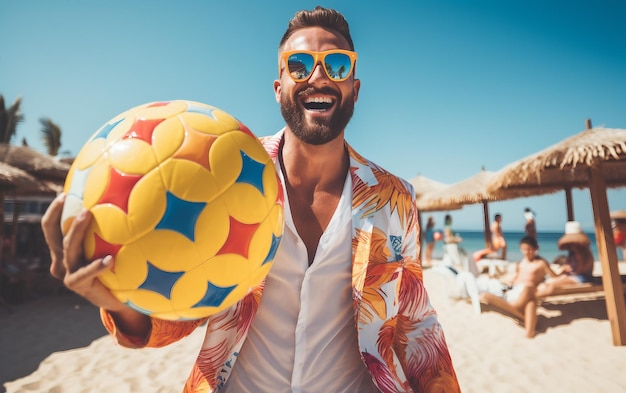 Un vacancier heureux en vêtements de plage