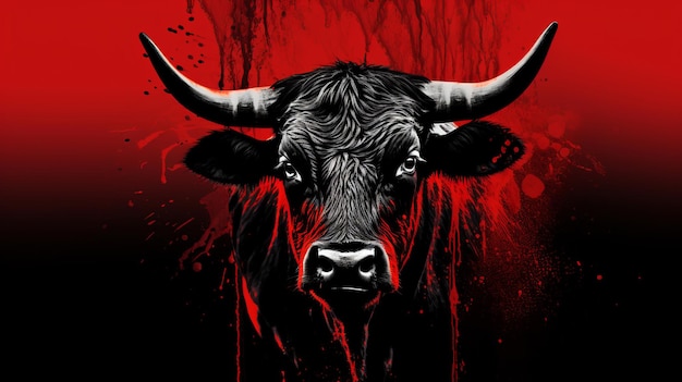 Une vache affligée avant d'être abattue dans un abattoir à l'arrière-plan sanglant et horrible.