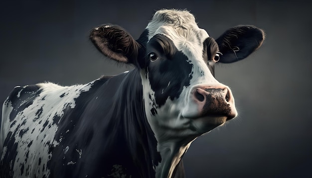 Une vache au visage noir et blanc