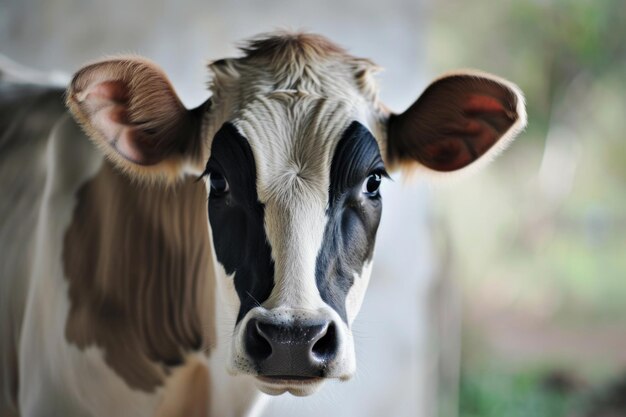 Une vache brune d'apparence innocente sur un fond blanc