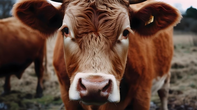 Une vache brune regardant la caméra