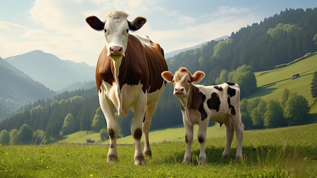 Vache et cheval de ferme