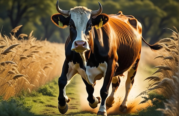 Vache courant sur la piste de fond nature désertique faune et neige