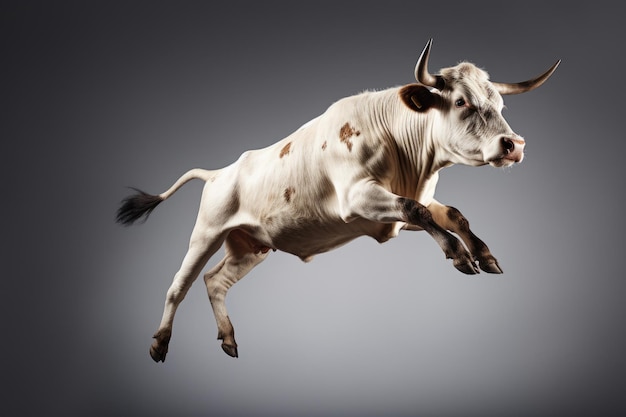 Vache à course rapide isolée sur blanc