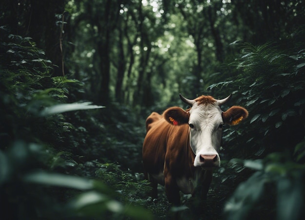 Photo une vache dans la jungle